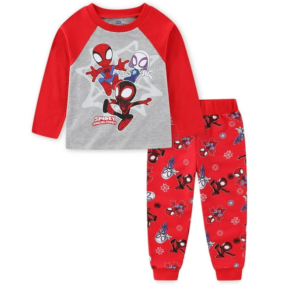 Marvel Spidey & His Amazing Friends Long Sleeve Shirt and French Terry Pants Set(Boys), 2 Piece Set, Sizes 2T-5T