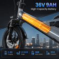 thumbnail image 3 of TRIWILL 14'' Foldable Electric Bike for Adults, 750W Peak Motor Ebike, 20MPH Electric Mini Bike, 36V 9Ah Battery Commuter Ebike, UL2849, 3 of 10