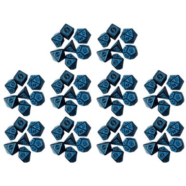 Juego 7 Dados Poliédricos Numéricos Acrílicos para Reunión Familiar () Azul