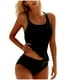 thumbnail image 2 of Tankini de moda para mujer, color sólido con cojín en el pecho y sin soporte de acero, traje de baño holgado con cordón dividido, traje de baño de dos piezas para mujer, trajes de baño tankini para mu, 2 of 5