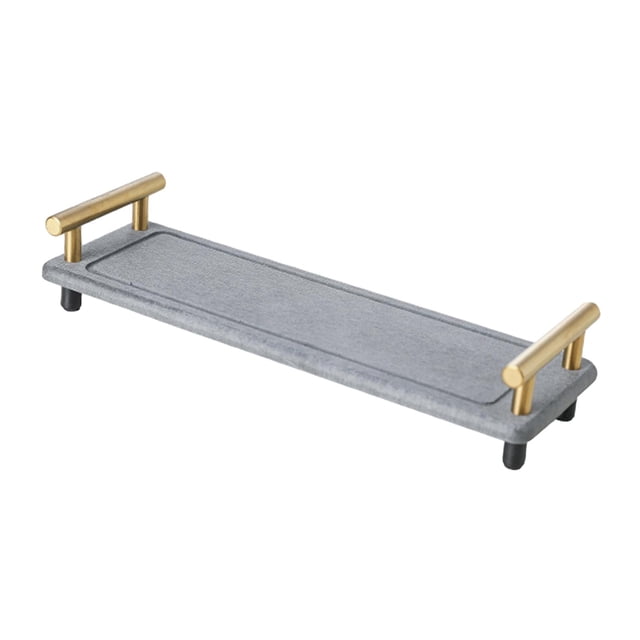 Organizador de lavabo de baño, bandeja de secado rápido, multiusos, simple, decorativo, oro gris oscuro