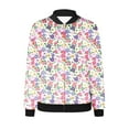 thumbnail image 4 of Ftwytp Women Floral Print Bomber Jacket Full Zip Slim Fit Long Sleeve Hoodless Lightweight Baseball Jacket Coat Casual Sweatshirts Jacket Leisure Coats, 4 of 5