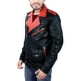 thumbnail image 2 of Qawach Men Pure Genuine Leather Jacket Lambskin Winter Vintage Motorcycle Biker, Black & Red, XL, 2 of 5