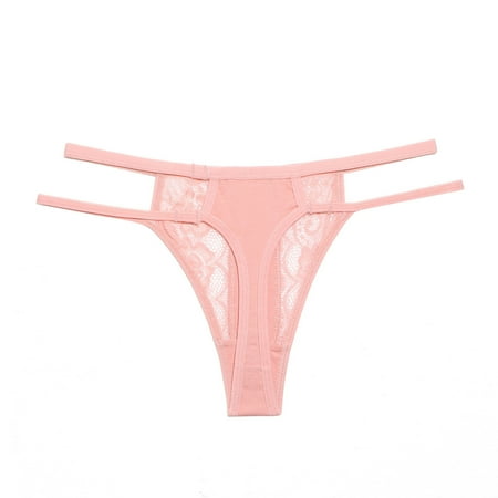 

PERZOE Panties Women G-string T-shaped Lace Sexy Hollow Out Breathable Seductive Thin Low Waist Lady Briefs for Inner Wear