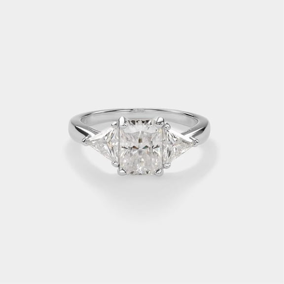 3Ct Radiant Cut Real Moissanite Diamond Solitaire Ring In 14K White Gold Plated