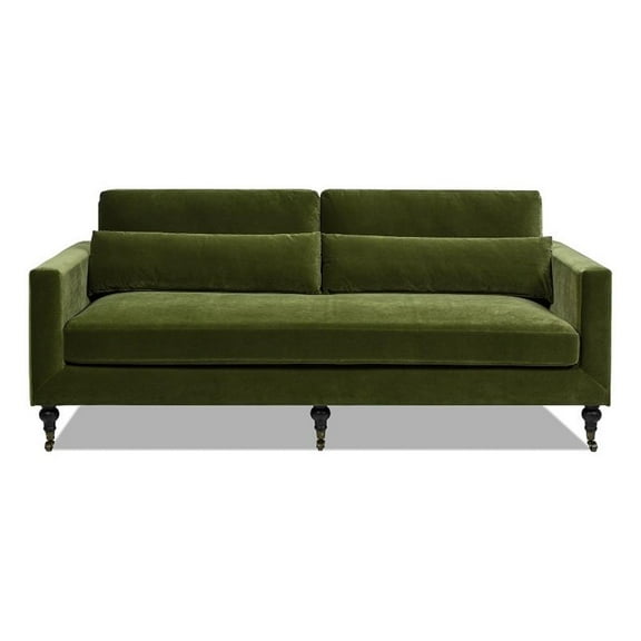 Pemberly Row 84" Track Arm Sofa with Caster Turn Legs Olive Green