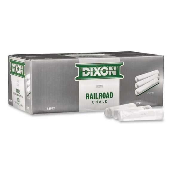 Dixon Railroad Crayon Chalk, 4" x 1", White, 72/Box