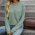 thumbnail image 6 of Tshirts Shirts for Women Women's Fashion Casual Basic Crewneck Long Sleeve Solid Color Tops, 6 of 6
