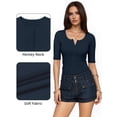 thumbnail image 4 of MOYIKO Womens Half Sleeve Summer Tops Henley Button Slim Fit Basic Casual T Shirts Fashion Clothing, 4 of 7
