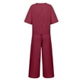 thumbnail image 6 of Women Cotton Suit Fashion Comfortable Short Sleeve And Long Pants Solid Color Women'S Pants Casual, 6 of 6