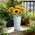 thumbnail image 4 of Galvanized Metal Flower Bucket, Rustic Farmhouse Style Vase with Handles, Waterproof Planter for Indoor Outdoor Decor, Perfect for Floral Arrangements and Wedding Centerpieces, 4 of 6