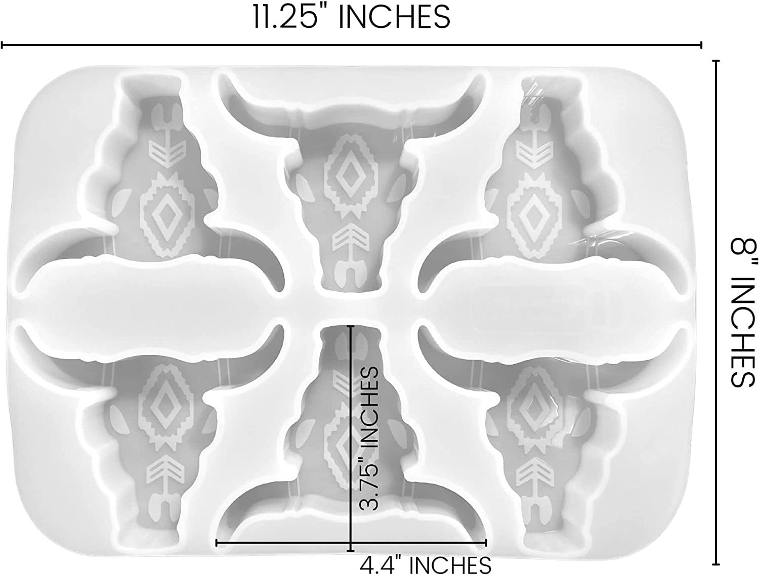 6 Longhorn Freshie Mold Silicone Tray Bulk Wholesale  11.25" Wide x 8" Long x 1" Deep  Multiple Mold for Freshies, Epoxy, Soap  Aztec Bull Skull  Clear Freshie Heat Resistant Aroma Unscented Beads