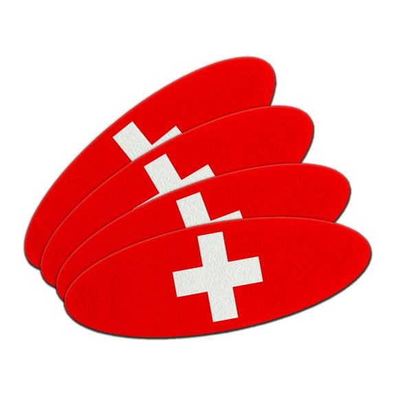 Switzerland Flag Double-Sided Oval Nail File Emery Board Set 4 Pack