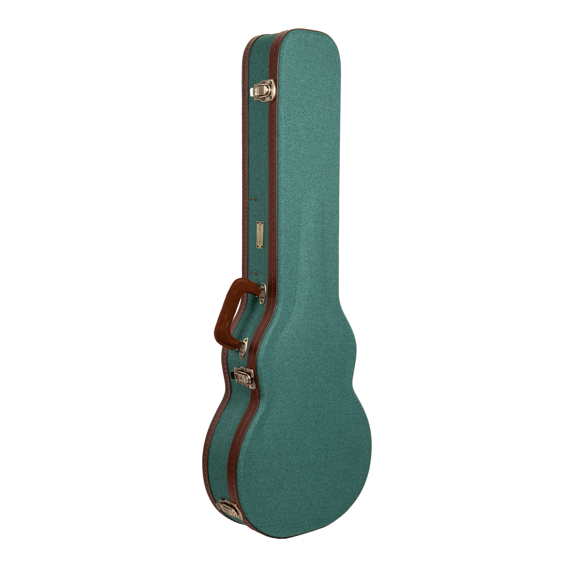 Crossrock Master Series - Wooden Les Paul Electric Guitar Case - Security Lock, Genuine Leather Handle, Reinforced Hardware, Metal Feet, Storage Space- Malachite Blue Tweed