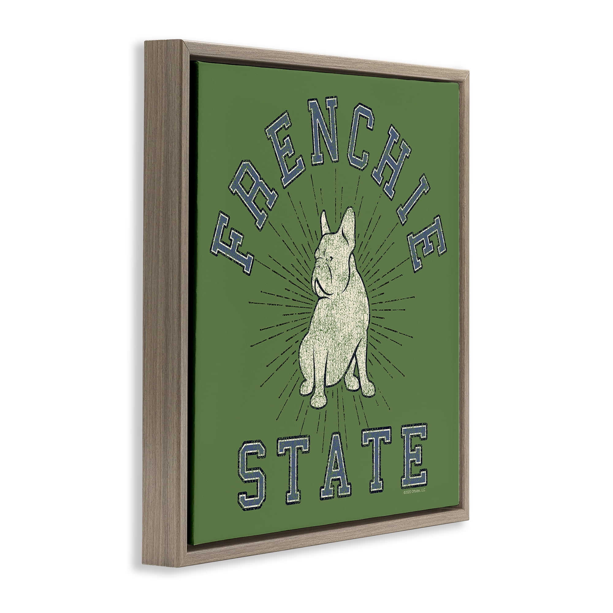 Stupell Industries Vintage Frenchie State Novelty & Humor Painting Brown Floater Framed Canvas Art Print Wall Art, 18 x 18