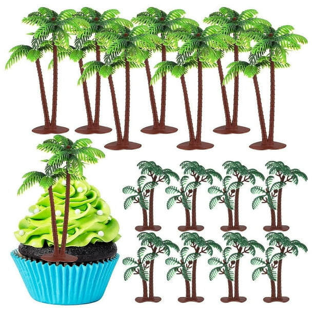 16 Pcs Coconut Tree Cake Toppers Miniature Tree Artificial Mini Coconut Trees For Cupcake Topper Beach Cake Tropical Cake Decorations