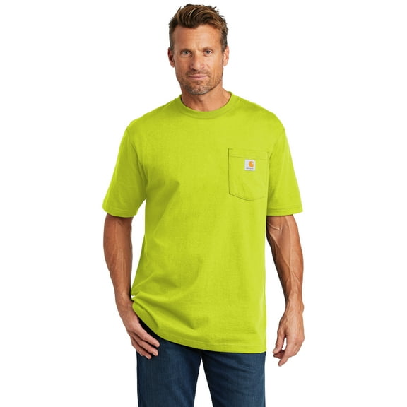 Carhartt Men's Loose Fit Heavyweight Logo Pocket Work T-Shirt Bright Green X-Large