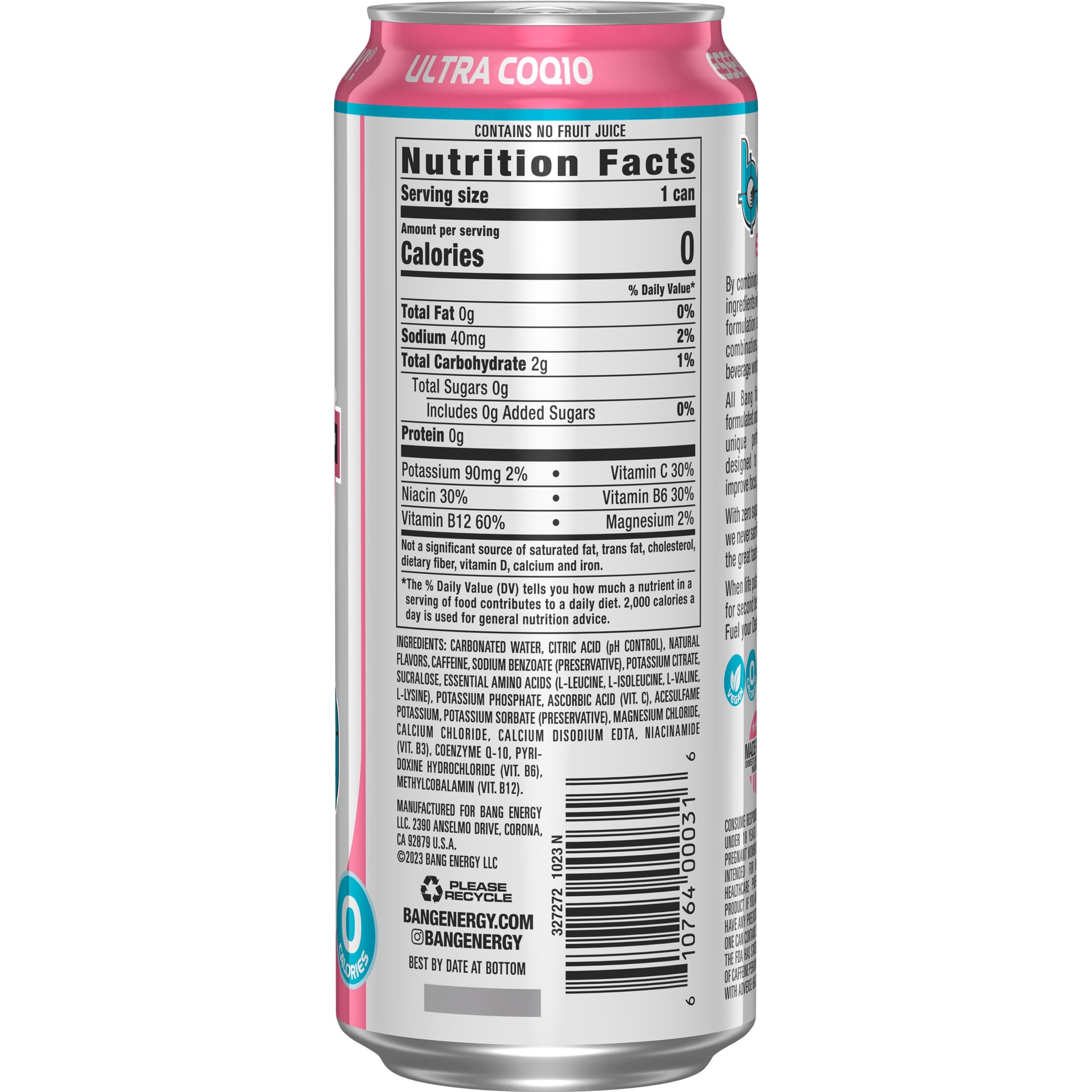 (5 pack) Bang Energy Cotton Candy Sugar Free Energy Drink 16 fl oz Can