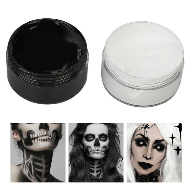 Kit de Pinta Facial, Conveniente Eliminación de Pinta de Carroocería de Carroocería Sana en y Negro Portable de Aplicar Con Cepillo para Cosplay