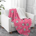 thumbnail image 2 of Soccer and Heart Pink Pattern Soft Sherpa Fleece Throw Blanket, Warm Cozy Plush Blanket for Sofa Bed Couch, All Season, 40"x50", 2 of 5