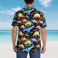 thumbnail image 5 of Pastel Neon Dinosaurs Mens Hawaiian Shirt Short Sleeve Casual Button Up Tropical Summer Beach Shirt, 5 of 9
