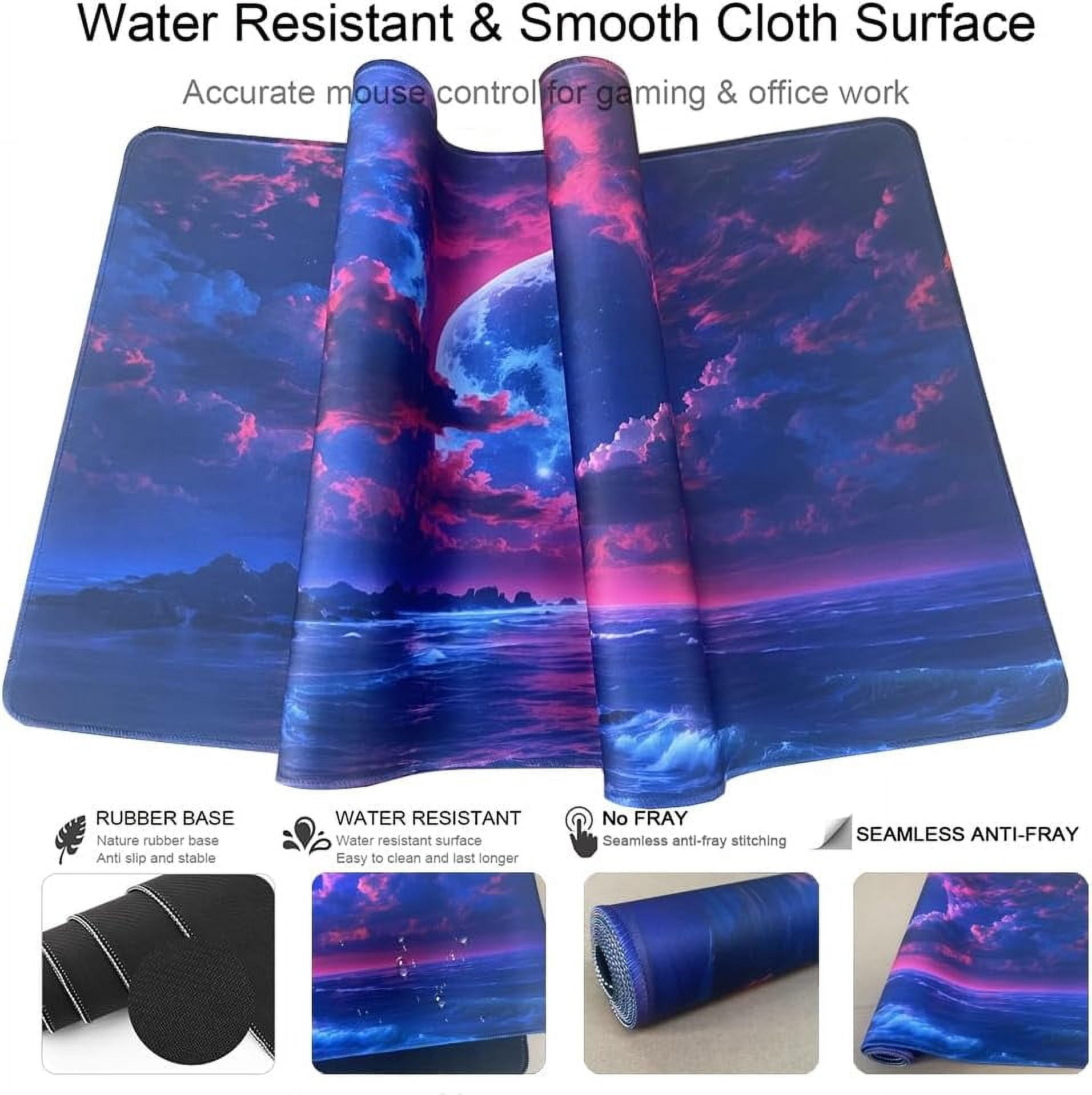 Large Gaming Mouse Pad, Extended XXL Desk Pad & Non-Slip Rubber Mat for Mice and Keyboard with Stitched Edges （90x40 citysunset034）