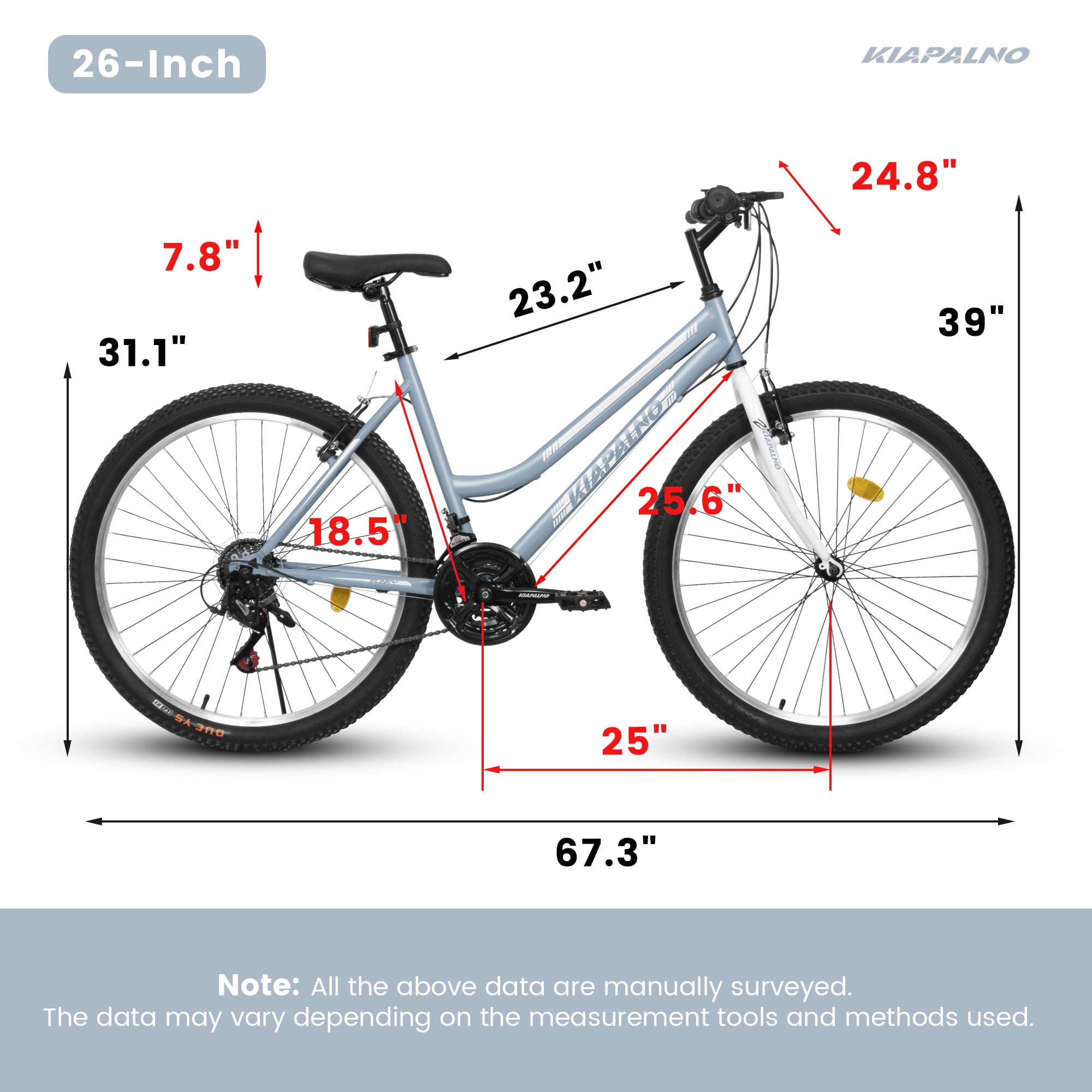 26 Inch Mountain Bicycles, 21 Speed Bike for Womens Mens, Female Bicycles V-Brake Outdoor Cycling Snow Commuting City Bike to School Work