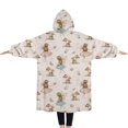 thumbnail image 2 of Oversized Wearable Blanket Hoodie,Beige Fairy Mushroom Pattern Sherpa Blanket Hoodie with Super Pockets,Super Warm Fuzzy Pullover for Women & Men, 2 of 6