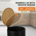 thumbnail image 5 of 8 Gallon Step Trash Can with Soft-Close Bamboo Lid, Stainless Steel Garbage Can with Removable Inner Bucket, 30L Round Trash Bin, Perfect for Kitchen, Bathroom, Living Room, Black, 5 of 7