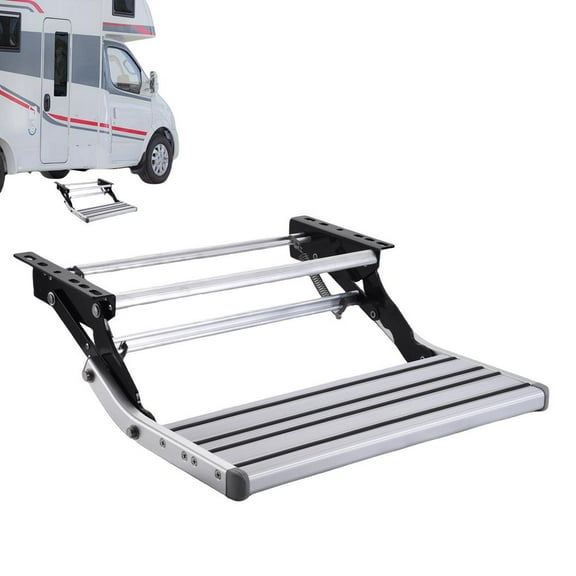 Kagrote Manual RV Stairs Single Folding Step for RV Silver Powder Coated Manual Steps for RVs Motorhomes Travel Trailers and Campervans reasonable