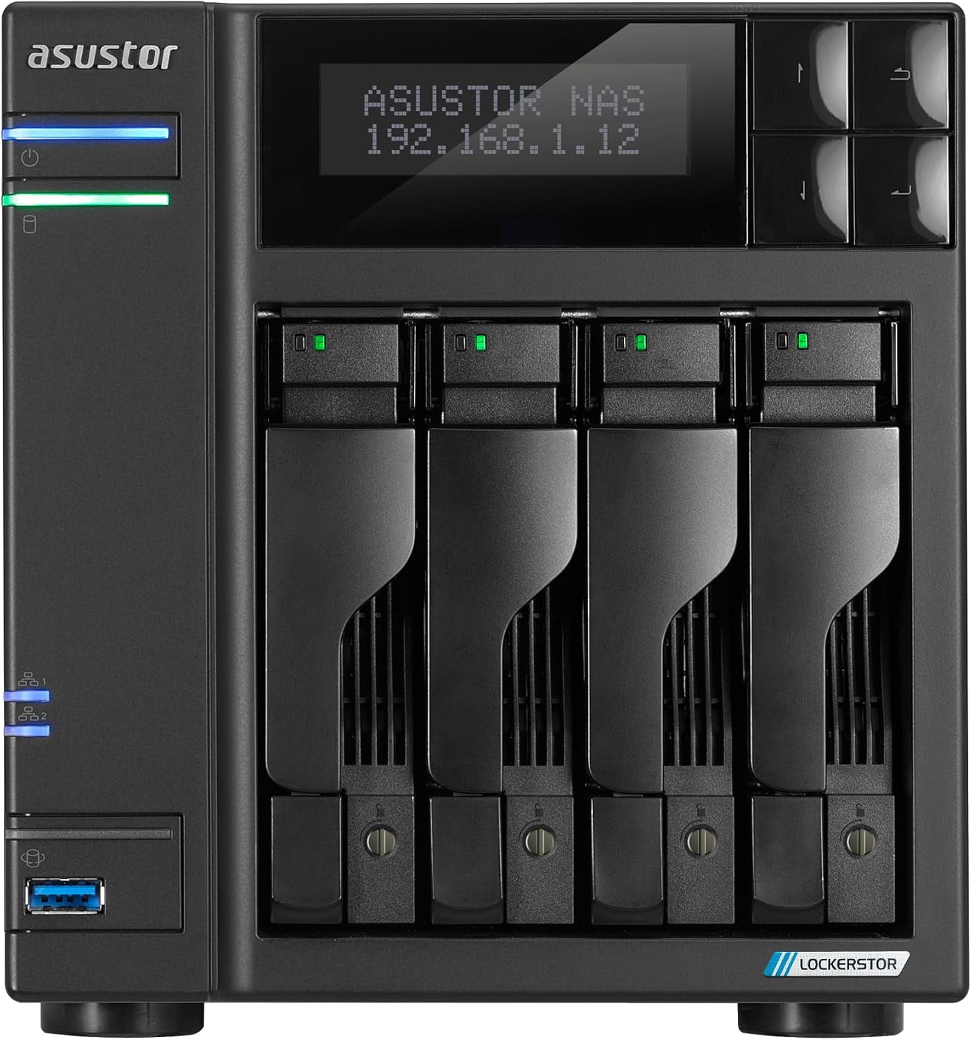 Asustor AS6704T v2 Lockerstor 4 Gen2+ 4 Bay NAS, Quad-Core 2.0GHz CPU, 2x5GbE ,4GB RAM DDR4, 4x M.2 SSD Slots (Diskless)