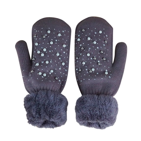 Fjofpr Winter Gloves Women Touchscreen Winter Gloves for Women Cold Weather Fur Gloves for Women Women's Winter Keep Warm Lovely Printing Weave Knitted Flip Gloves