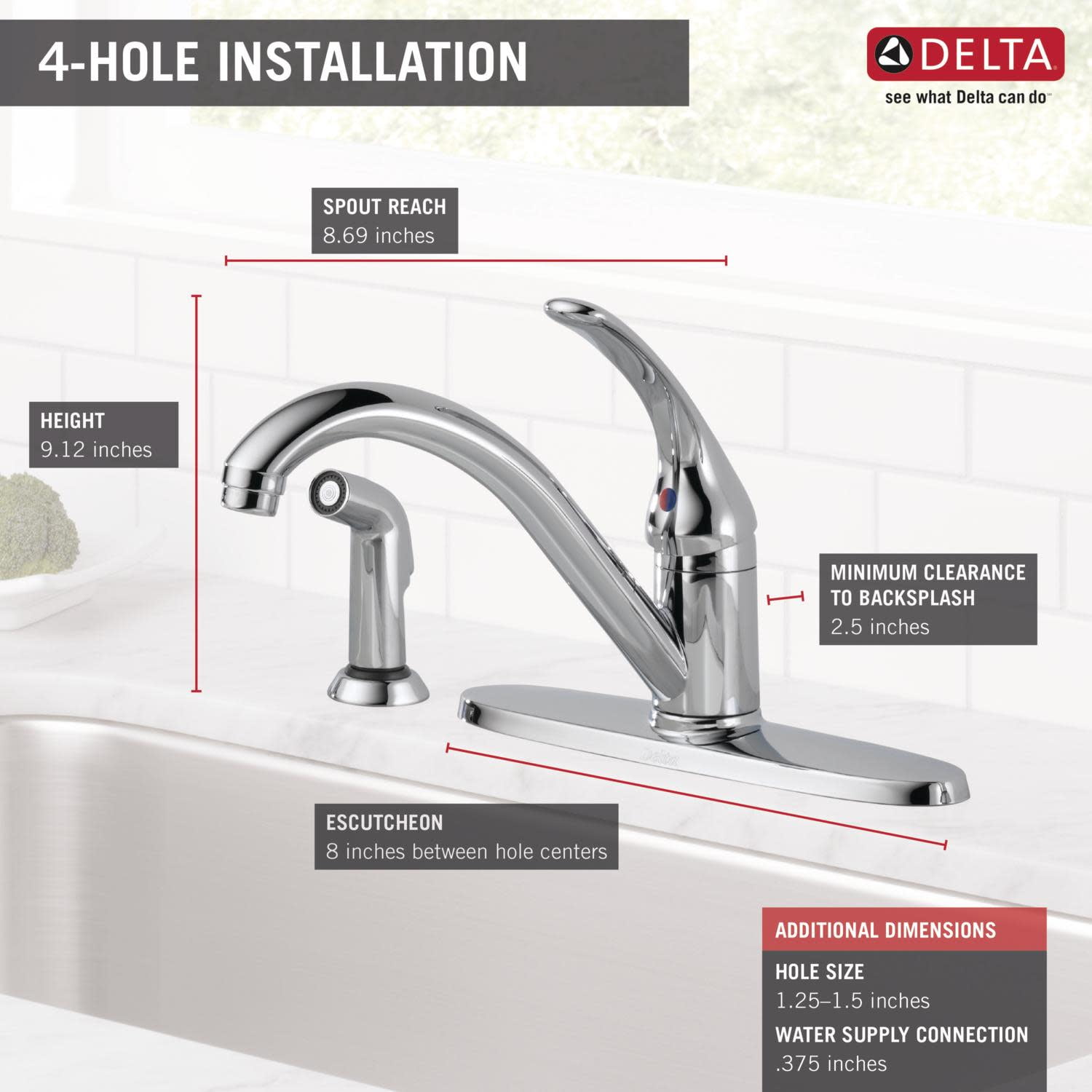 Single Handle Kitchen Faucet with Spray in Stainless 400-SS-DST