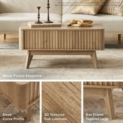 طاولة قهوة من Mopio Brooklyn في منتصف القرن الحديث مع تخزين لغرفة المعيشة ، لوحة Waveform ( Oak )