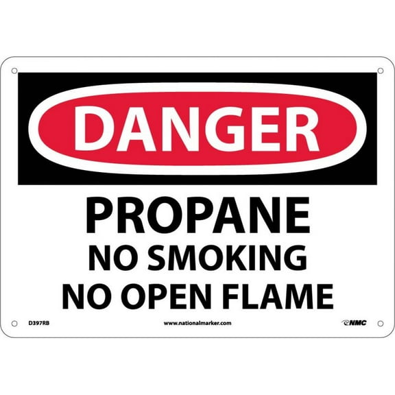 NMC Signs D397Rb, Danger Propane No Smoking No Open Flame Sign, 10 X 14, Rigid Plastic .050
