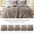 thumbnail image 3 of 3 PCS King/Cal King Solid Faux Fur Comforter Mini Set Gray, 3 of 16