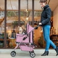 thumbnail image 2 of BestPet Nouvelle Poussette pour Animaux Cage pour Chat et Chien Poussette à 3 Roues Transport Pliant de Voyage T13, Pink, 2 of 7