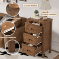 thumbnail image 5 of Oubayajia 3 Drawers Nightstand Set of 2, Wooden Storage Chest of Drawers for Living Room, Walnut Finish, 5 of 8