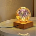 thumbnail image 2 of 3D glass night light usb power table lamp wooden base, 9 cm diameter, 2 of 8