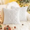 thumbnail image 5 of BLEUM CADE 2 Pack Christmas Throw Pillow Covers 18 x 18 inches,Xmas Decor Snowflake Pillowcases for Couch Sofa,White Plush Cushion Pillow Covers for Christmas Decorations, 5 of 6