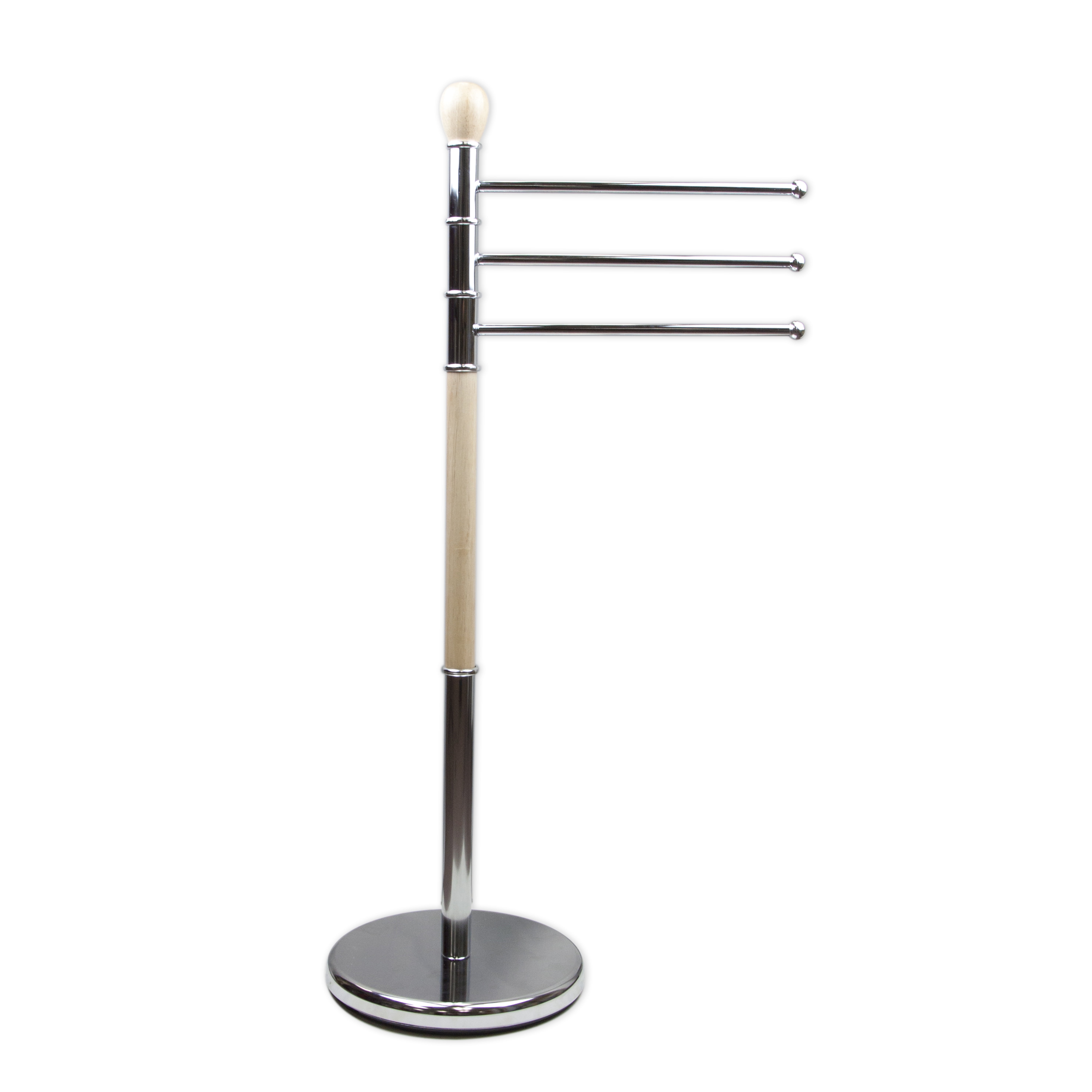 Central Design Products Free-standing 3 Prong Hand 11" Towel Holders, Silver and Beige