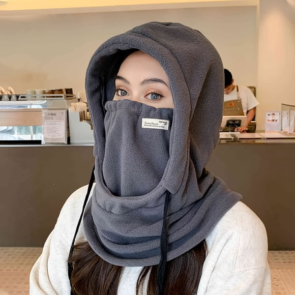 LNGOOR Foulard d'Hiver Chaude à Capuche Unisexe Cagoule Couleur Unie Col Élastique Masque de Ski Anti-Froid pour Femmes Hommes Hiver Extérieur