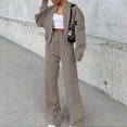 thumbnail image 4 of GILIGEGE Two Piece Sets for Women A Two Piece Set Of Women's Trendy Sweatshirt Jacket with Zipper Slim Fit Long Sleeves and Long Pants Khaki Xl, 4 of 7
