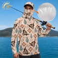 thumbnail image 3 of SEANATIVE Long Sleeve Fishing Hoodie for Men UV Protection Tops Breathable Lightweight Athletic Shirt Outdoor Sport Apparel, 4XL, Highland Cow Skull Cactus Aztec Pattern Beige, 3 of 7