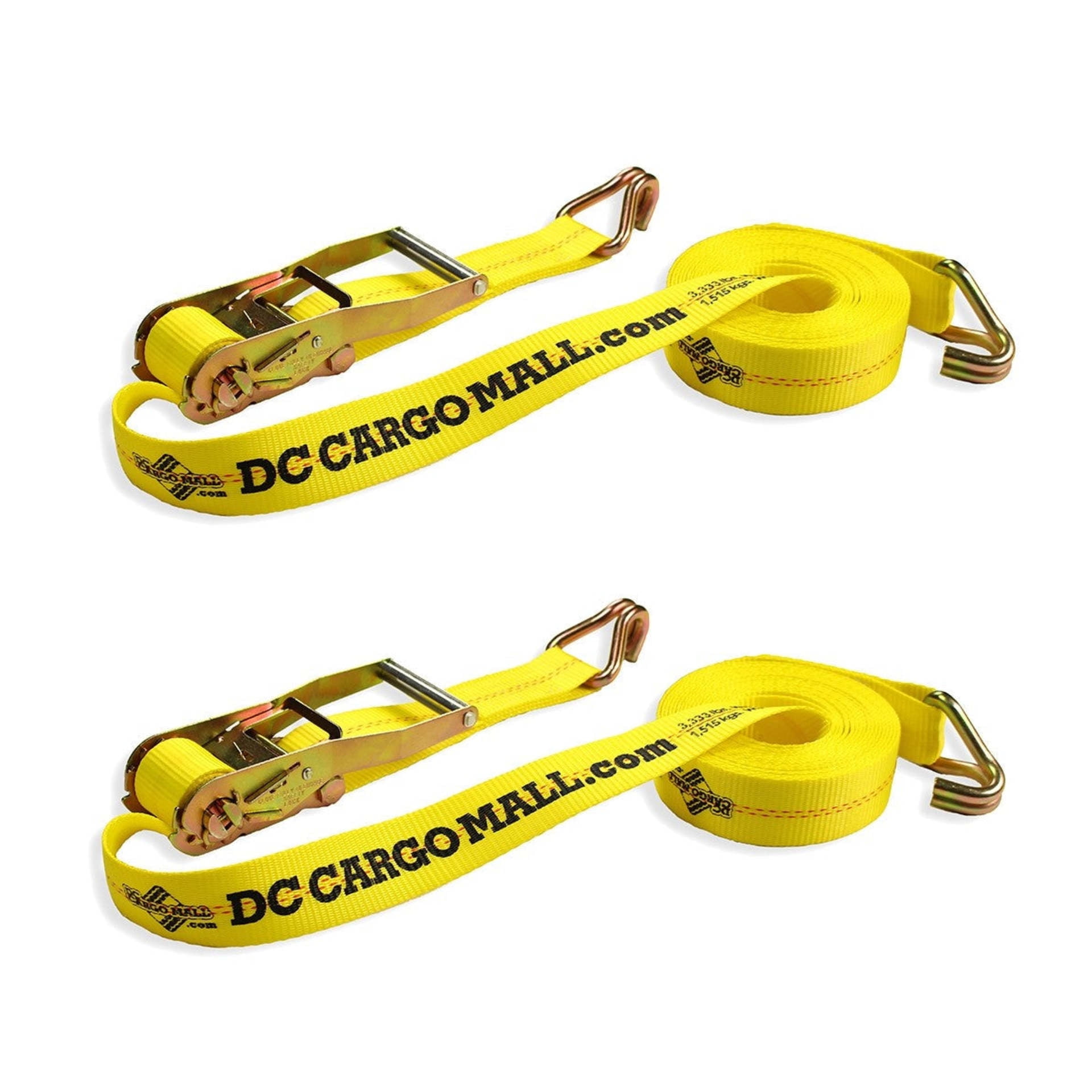 "2 TieDown Ratchet Straps with J Hooks, 2 Heavy Duty 2"" x 27' TieDown Ratcheting Cargo Truck