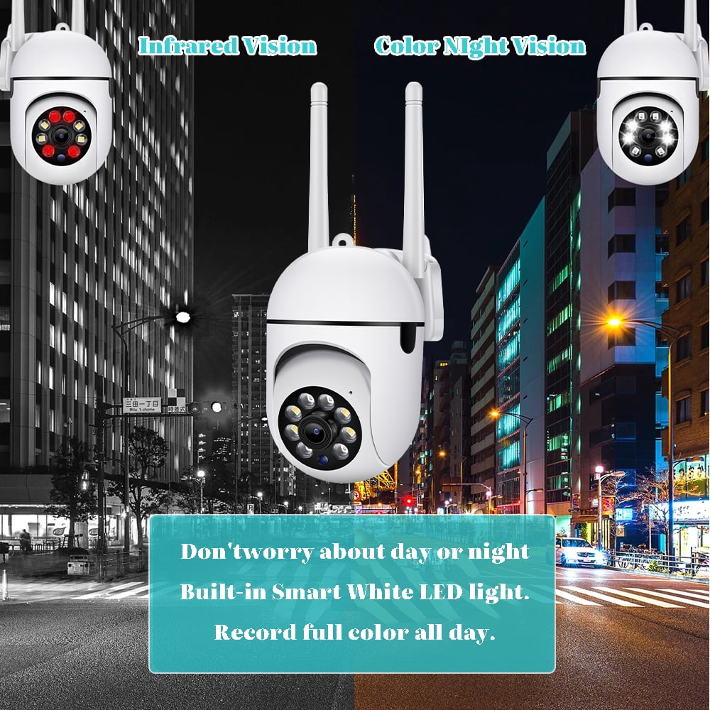 Security Camera Wireless WiFi,360° PTZ WiFi Surveillance Cameras,1080P Camera with IP66 Weatherproof,AI Motion Detection,Color Night Vision,2-Way Audio+32G SD Card