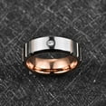 thumbnail image 2 of 8mm Men's Ring Tungsten Carbide Rings Grooved with Cubic Zirconia Inlay Rose Gold Plated Wedding Engagement Bands Polished Finish Comfort Fit Size 7-12, 2 of 4