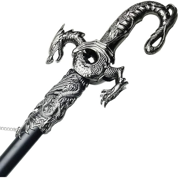 Saint George Dragon Display Prop  Intricate Collector’s Item with Polished Steel Detailing