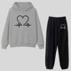 thumbnail image 2 of Gibobby Conjuntos de sudadera con bloques Traje pantalón térmico con capucha y estampado Lady Love Beating(Gris,XL), 2 of 3
