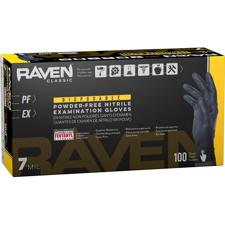 SAS Safety 66518 Raven Nitrile Gloves, Firm Grip Textured, Large